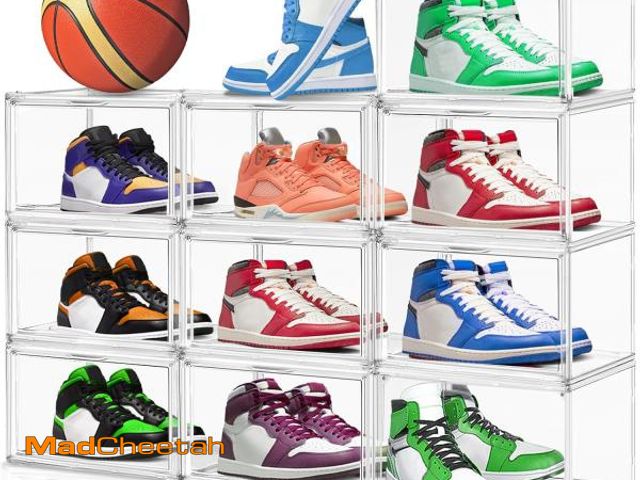 Lot 74-12507898 - 10 Pack Acrylic Shoe Display Case Transparent Sneaker Storage Boxes Clear Plastic Stackable Boot Han...