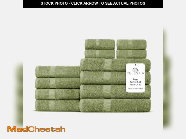 Lot 74-14214893 - Villa Celestia 100% Cotton Bath Towel Set of 12-4 Bath Towels, 4 Hand Towels, 4 Wash Cloths, Sustain...