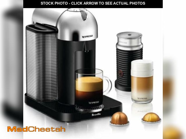 Lot 74-13562990 - Nespresso Vertuo Coffee and Espresso Maker by Breville, Chrome with Aeroccino Milk Frother - UNUSED