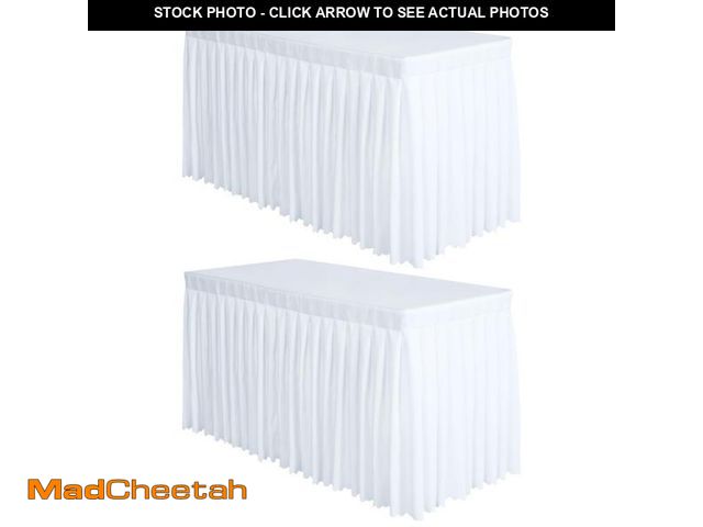 Lot 74-11557257 - Surmente 2 Pack White Table Skirt, 14ft Polyester Tablecloth for Weddings, Banquets, or Restaurants ...