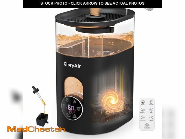 Lot 74-13631684 - Warm &amp; Cool Mist Humidifier - GloryAir Black 6L Quiet Top Fill Humidifiers for Bedroom Large Roo...