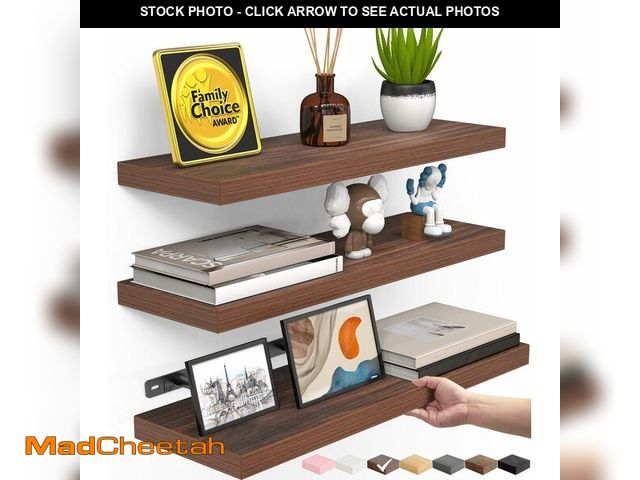Lot 74-14423835 - BAYKA Walnut-Like Floating Shelves 15.7in, 3 Pack, Wall Mount Rustic Shelf - UNUSED