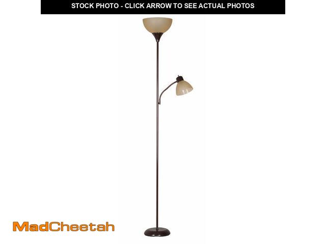 Lot 74-12858743 - (MISSING HARDWARE) Mainstays 72'' Brown Combo Floor Lamp With Reading Lamp, Modern Design - USED
