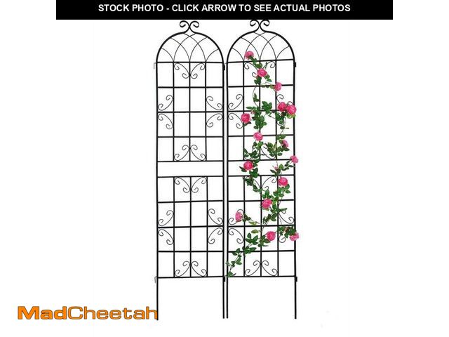 Lot 74-12672783 - AUTMOON 19.7 in. x 86.7 in. Metal Garden Rustproof Trellis for Climbing Plants, Black (2-Pack) - UNU...