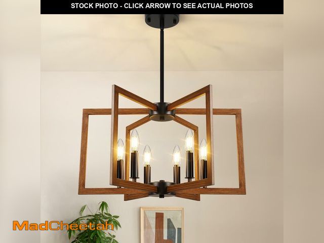 Lot 74-14422151 - 20"-62" Height Adjustable Wood Grain Kitchen Chandelier for Dining Room - UNUSED