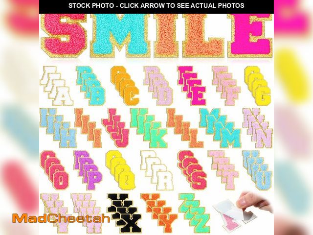 Lot 74-12713532 - Jutom 104 Pcs Self Adhesive Chenille Letter Patches Letter Patches Chenille Stick on Embroidered Pat...