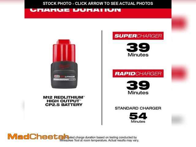 Lot 74-13798031 - Milwaukee M12 12V Lithium-Ion CP High Output 2.5 Ah Battery Pack - USED