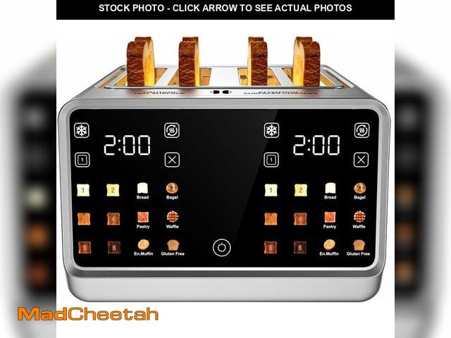 Lot 74-14330292 - 4 Slice Toaster with Dual Touchscreen, 1800W Stainless Steel Dual Zone Independent Control Extra Wid...