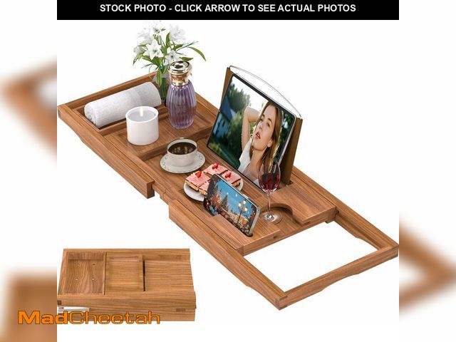 Lot 74-13547368 - Premium Teak Bathtub Tray Caddy, Expandable Wooden Bath Tray for Tub,Luxury Bathroom Accessories,Gre...