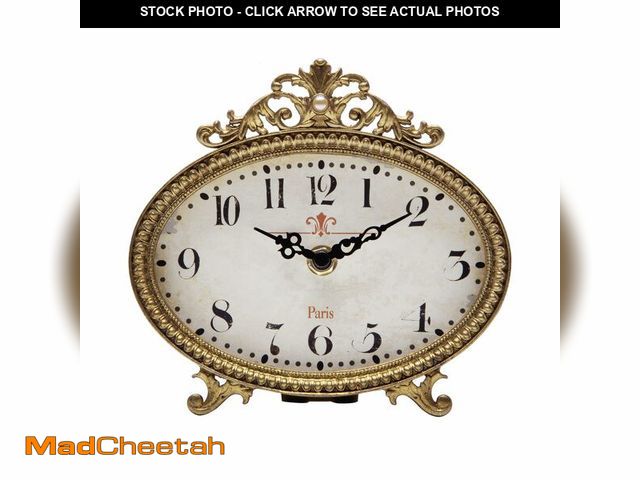 Lot 74-12715392 - NIKKY HOME Vintage Table Clock, French Turquoise Color Rococo Style Desk Clock Battery Operated Rust...