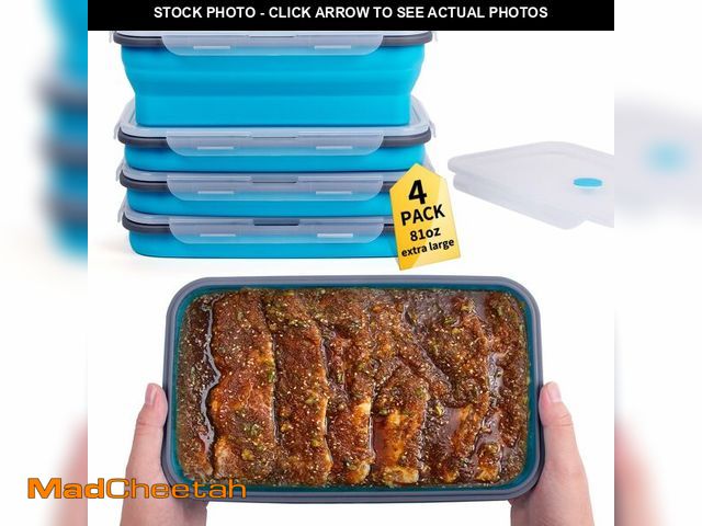 Lot 74-13714508 - Extra Large Collapsible Food Storage Containers with Lid &amp; Air Vent, 81 oz, 4 Pack, XXL Collapsi...