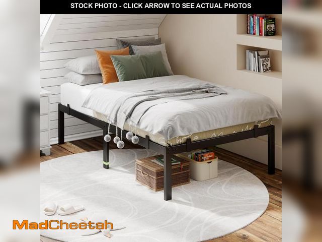 Lot 74-12098195 - Feonase Twin Size Metal Bed Frame, 14 Inch Platform Bed with 6 Non-Slip Mattress Gaskets, Heavy Duty...