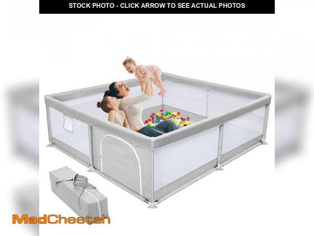 Lot 74-12490961 - Babyeap Baby Playpen Large Play Yard Fence for Toddlers,50"x50" Gray - UNUSED