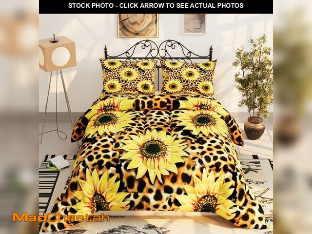 Lot 74-13773146 - Sunflower Comforter Sets for Kids Adults,3D Pattern with Bright Yellow Colors,Decorative Bedding Com...