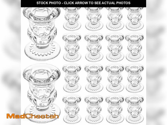 Lot 74-14263359 - 18Pcs Glass Taper Candle Holders Bulk Clear Crystal Candle Stick Candle Holders Elegant Tapered Cand...