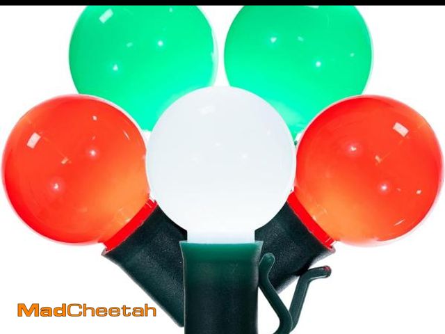 Lot 74-12424385 - Vickerman 25 Red-White-Green G30 LED Light on Green Wire, 16' Christmas Light Strand - UNUSED