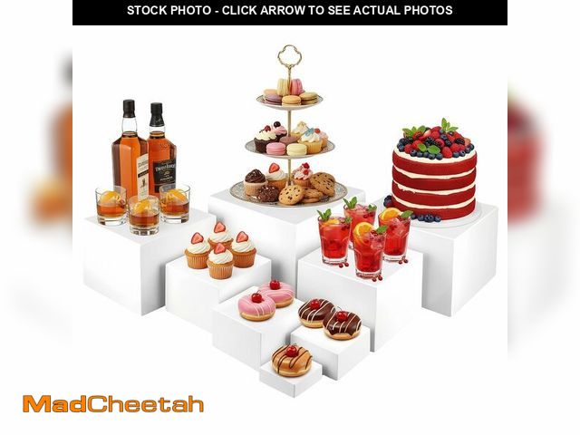 Lot 74-13711656 - 8 Pcs White Acrylic Buffet Risers, Food Display Stands for Buffet Table Party Catering Dessert Jewel...