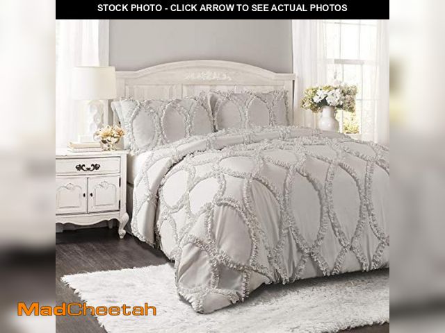 Lot 74-12098342 - Lush Decor Avon Comforter Set, 3 Piece Set, King, Light Gray - Gray Comforters King Size Comforter -...