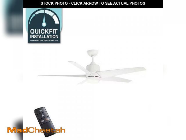 Lot 74-12491991 - Hampton Bay Mena 54 in. White Color Changing Integrated LED Indoor/Outdoor Matte White Ceiling Fan w...