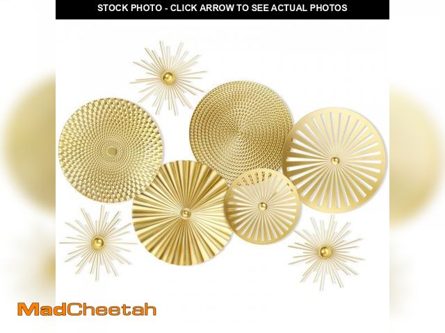 Lot 74-12050532 - Lingvee 8 Pcs Gold Wall Decor Modern Metal Decor Metal Starbursts Radial Plate Art Hanging Decorativ...