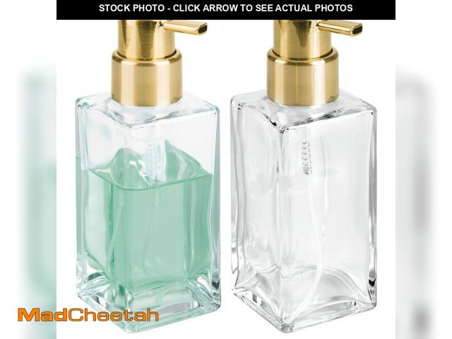 Lot 74-14382861 - mDesign Glass Refillable Foaming Hand Soap Dispenser Modern Square Pump Bottle for Bathroom Vanities...