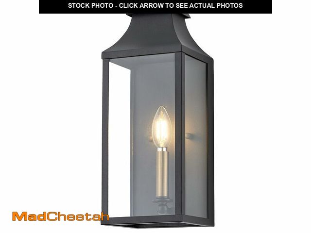 Lot 74-14263306 - 14" Small Classic Outdoor Wall Lantern Light for House Exterior,Handcrafted Satin Black Metal Cage M...