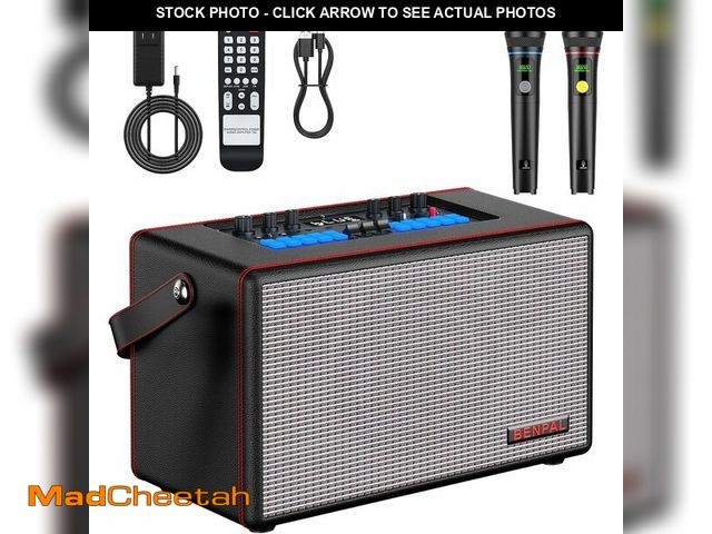 Lot 74-12864213 - Karaoke Machine with Two Wireless Microphones, Portable Bluetooth Speaker for Home, Party (K1) - UNU...