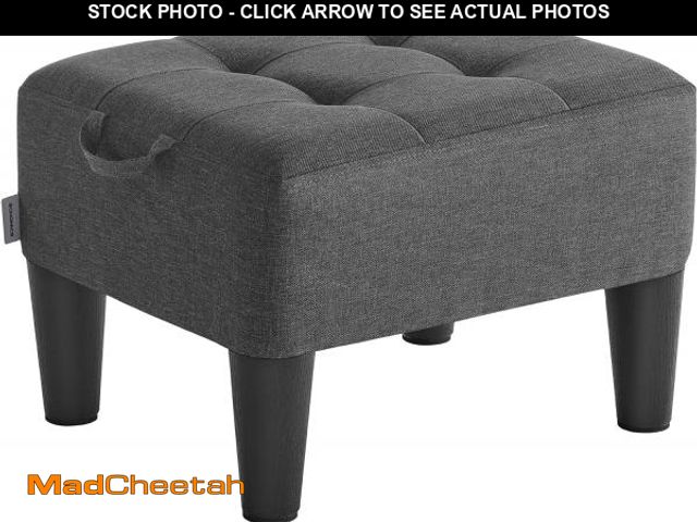 Lot 74-12400122 - SONGMICS Foot Stool with Legs, Small Footstool Ottoman, Linen-Look Fabric Seat with Thick Cushion, f...