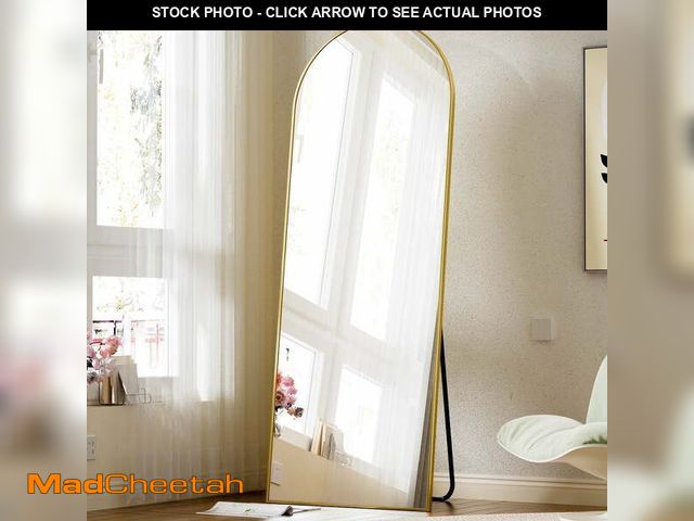 Lot 74-12679682 - BEAUTYPEAK Arched Full Length Floor Mirror 59.1"x16" Full Body Standing Mirror,Gold - UNUSED