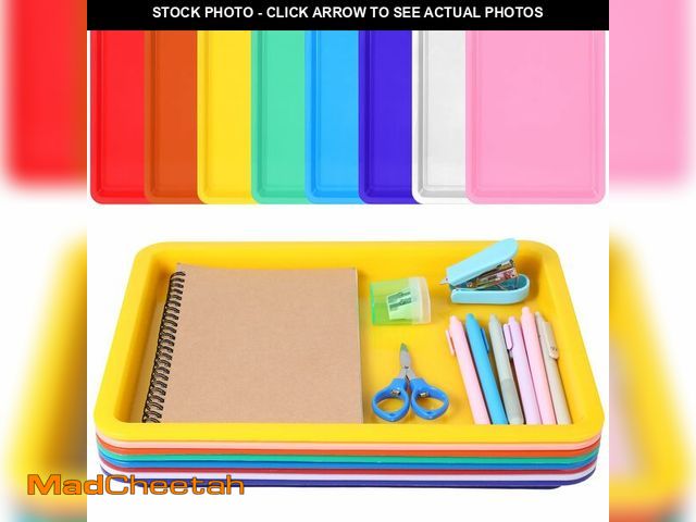 Lot 74-14044611 - 8 Pack Large Plastic Art Trays 13.4 x9.9 x1 Inch Stackable Activity Craft Trays Sensory Serving Orga...