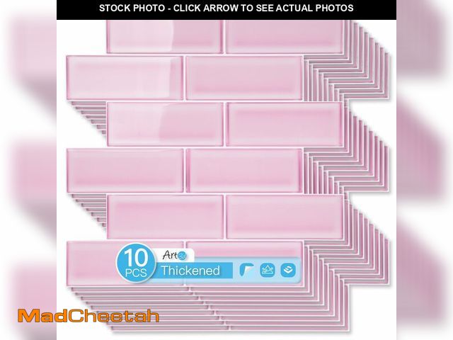 Lot 74-14045142 - Art3d 10-Pack Heavy-Duty Peel and Stick Backsplash, 12 x 12 Inch Vinyl Seaglass Subway Design Stick ...