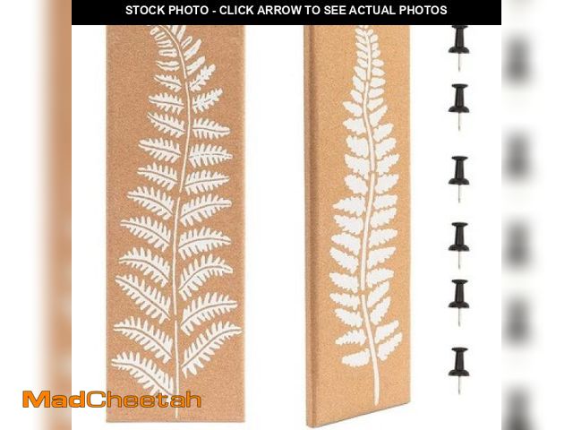 Lot 74-12490323 - Juvale 2 Pack Frameless Bulletin Cork Board with Leaf Printing, Home Decoration (7.9 x 23.6 x 0.8 in...