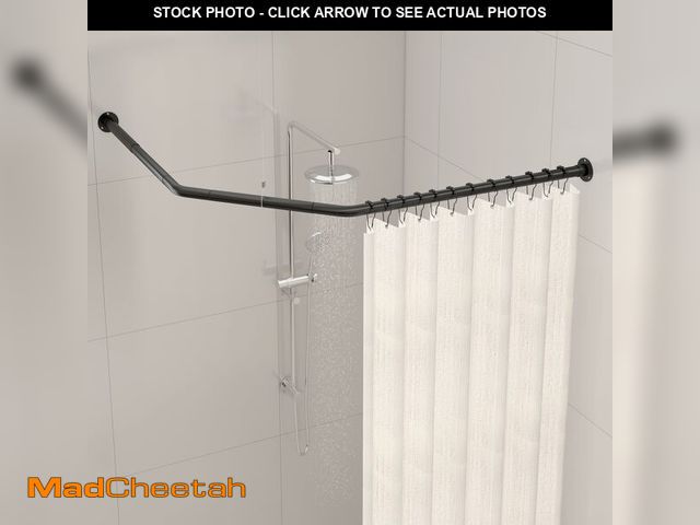 Lot 74-14295980 - Crkmire Corner Shower Curtain Rod, Diamond Shaped [Both Sides: 22" - 34.8", Middle: 28" - 43.7"] Adj...