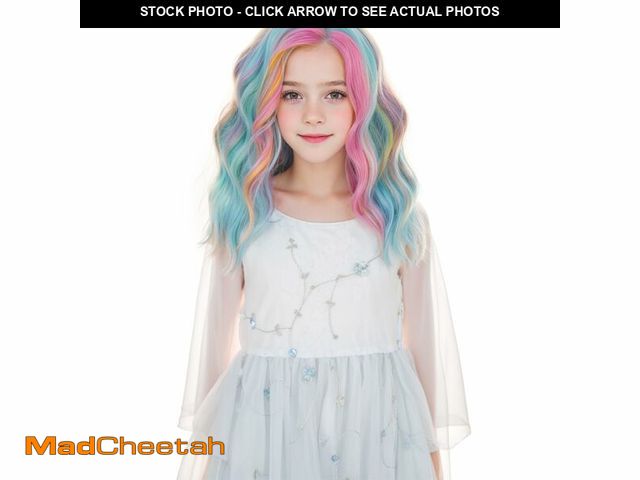 Lot 74-12714669 - MEDO Rainbow Wig - Kids Short Wavy Multicolor Synthetic Cosplay &amp; Halloween Party Wig - USED