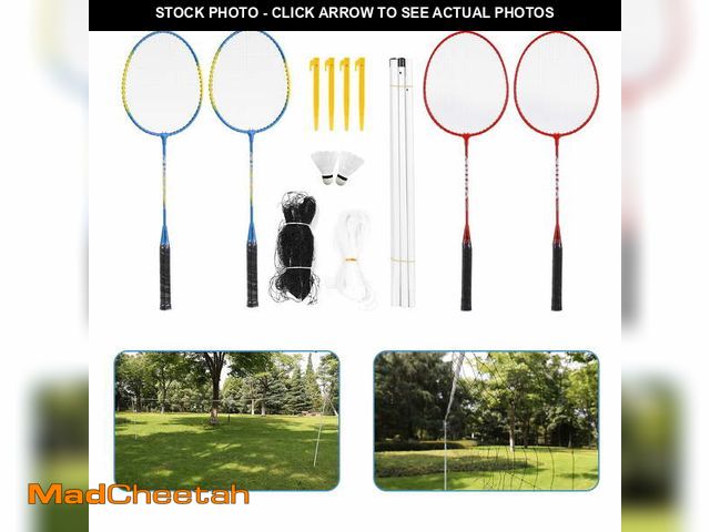 Lot 74-12668672 - Blusea 4 Player Badminton Racket Set - Backyard Games Include 4 Badminton Rackets, 2 Birdies, Regula...