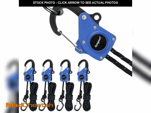 Lot 74-14378180 - Ayaport 1/4" x 15' Rope Tie Down Ratchet with Easy Button Release and Carabiner Clip, Heavy Duty Rop...