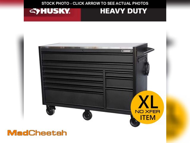 Lot 74-14290856 - Husky Modular Tool Storage 62 in. W X 24 in. D Heavy Duty Matte Black Mobile Workbench Cabinet with ...