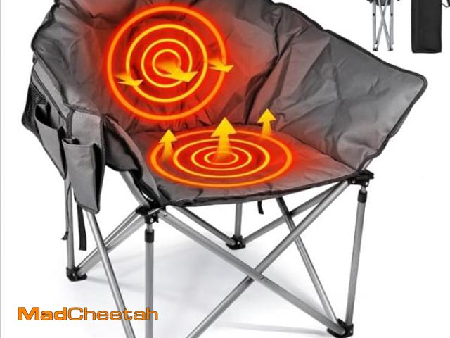 Lot 74-12400150 - Suteck Heated Camping Chair, Oversized Heated Chairs Outdoor Sports W/3 Heat Levels for Back &amp; S...