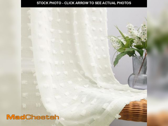 Lot 74-12116939 - KOUFALL Cream Off White Curtains 102 Inches Long for Living Room Farmhouse Pom Pom Textured Boho She...