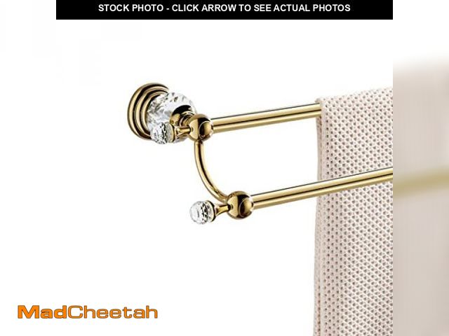 Lot 74-11558901 - WINCASE Crystal Towel Holder Double, Adjustable Gold Towel Bar 18 to 30 Inch, Towel Rack Rail for Ba...