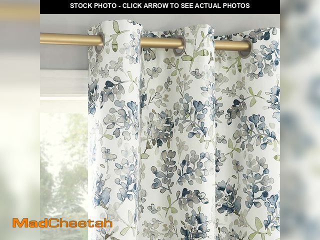 Lot 74-12686062 - Sun Zero Arlo 2-Piece Textured Thermal Insulated Room Darkening Grommet Curtain Panel Pair, Blue Flo...