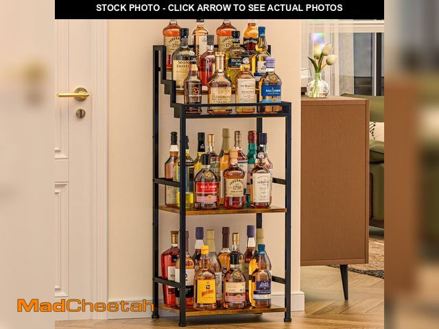 Lot 74-12713507 - Jsskeeim Trapezoidal Liquor Cabinet Bar for Home, Stepped Wine Rack Freestanding Floor, Corner Syrup...