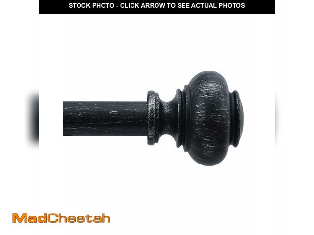 Lot 74-13947991 - Black Curtain Rods for Windows 66 to 120 Inch,1'' Diameter Heavy Duty Curtain Rod Adjustable Decorat...
