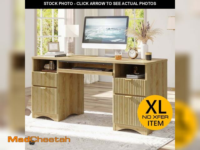 Lot 74-13698534 - Bestier 59" Home Office Computer Desk with Keyboard Tray and Storage Drawers, Modern Executive Desk ...