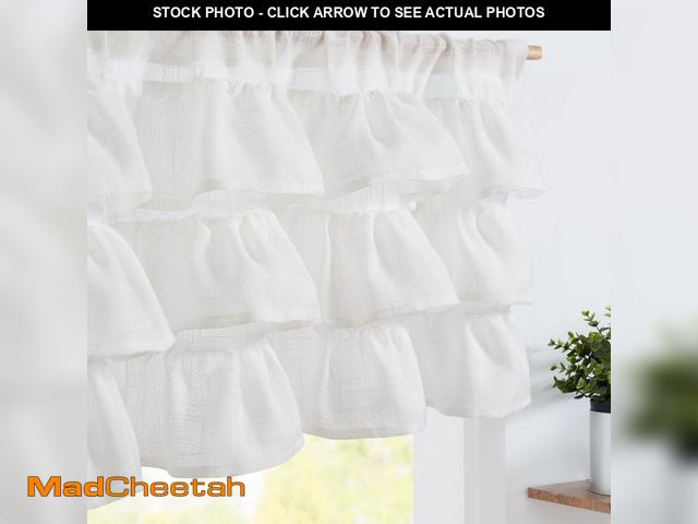 Lot 74-12308439 - jinchan Ruffled Valance Curtain Slubbed Crossed Sheer Kitchen Valance Vintage Shabbychic Style for L...
