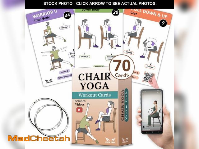 Lot 74-14424634 - Chair Yoga for Seniors Over 60 Ã¢â¬â 70 Exercise Cards with Videos &amp; Workout Plan Ã¢â¬â In...