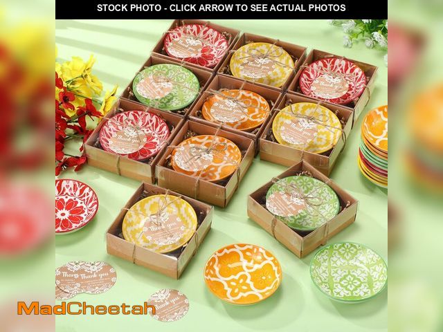 Lot 74-14056315 - Acellegic 24 Sets Cielito Lindo Baby Shower Party Favors Ceramic Dipping Bowls Sauce Dish Kraft Pape...