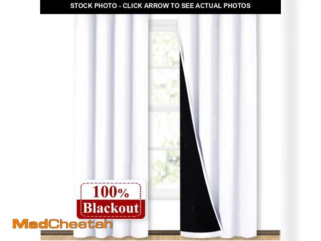 Lot 74-12118811 - NICETOWN 100% Blackout Window Curtain Panels, Cold and Full Light Blocking Drapes with Black Liner f...