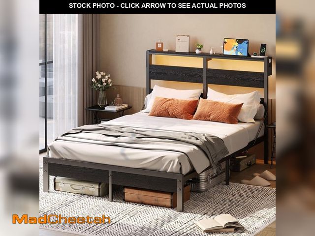 Lot 74-12677691 - (HEADBOARD ONLY) Headboard With LED Lights and USB Charging Station  - USED