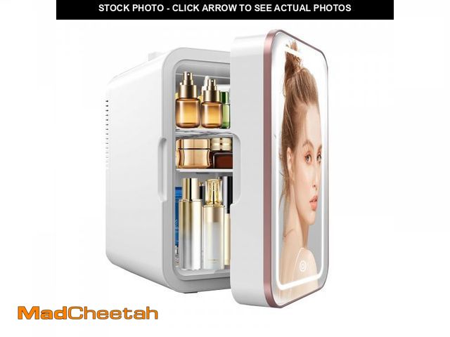 Lot 74-12315567 - YLFU Skincare Fridge, 6L/10 Can Mini Fridge for Bedroom with Dimmable LED Mirror, Portable Cooler &a...